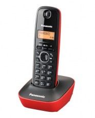 PANASONIC ασύρματο τηλέφωνο με ελληνικό μενού, μαύρο-κόκκινο